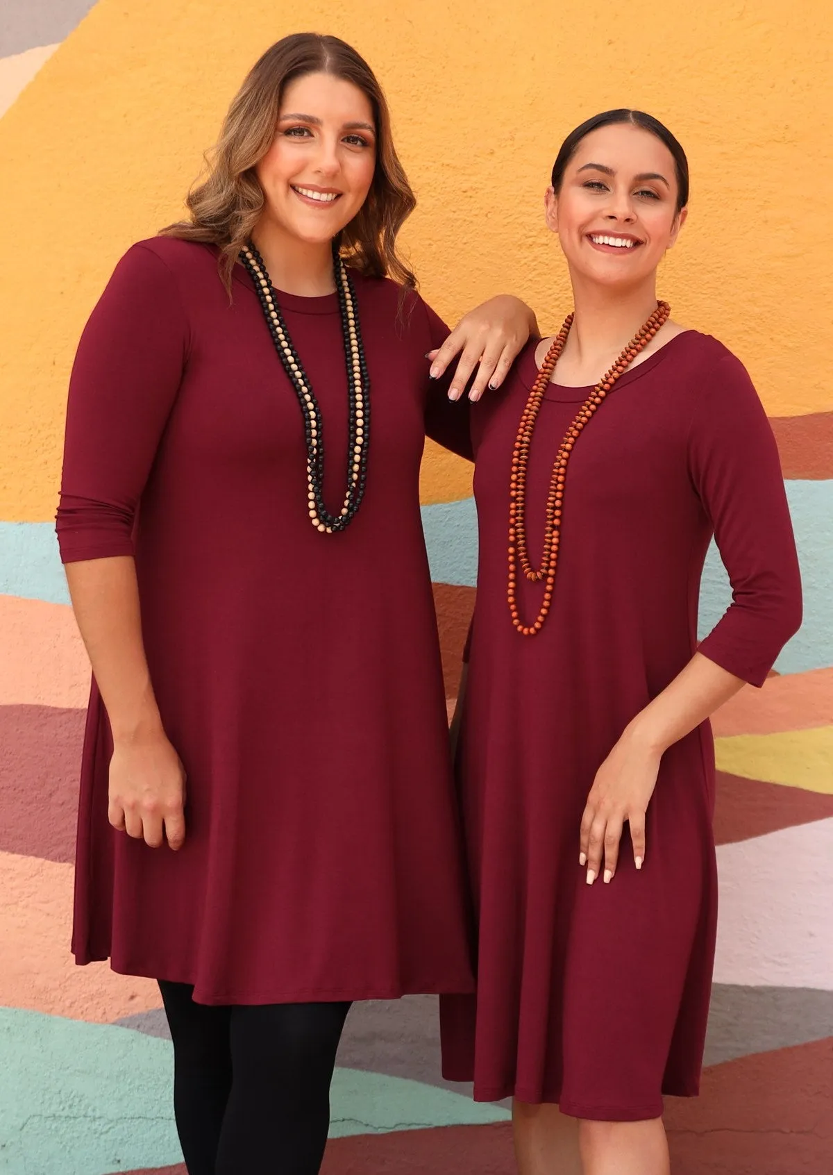 Half Sleeve Jersey Dress Maroon