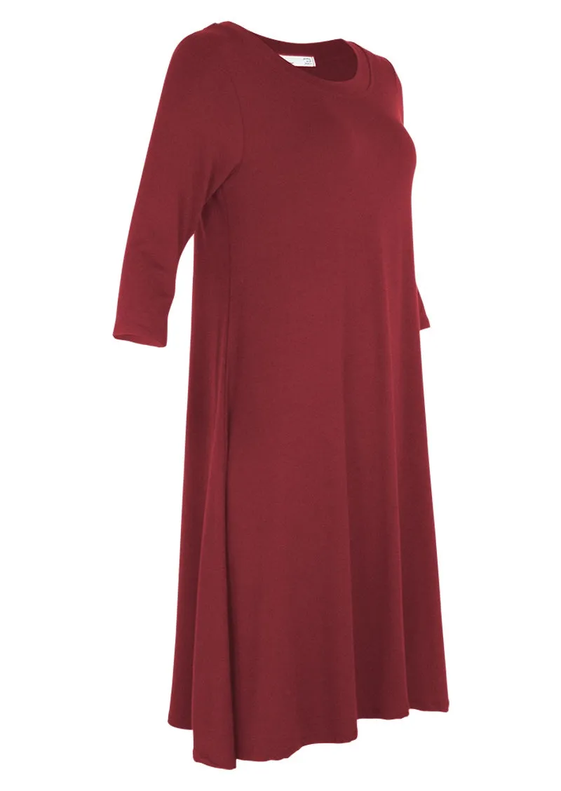 Half Sleeve Jersey Dress Maroon