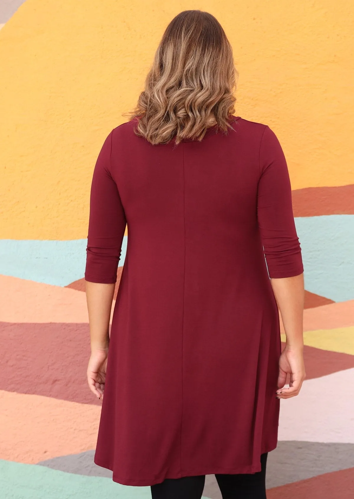 Half Sleeve Jersey Dress Maroon