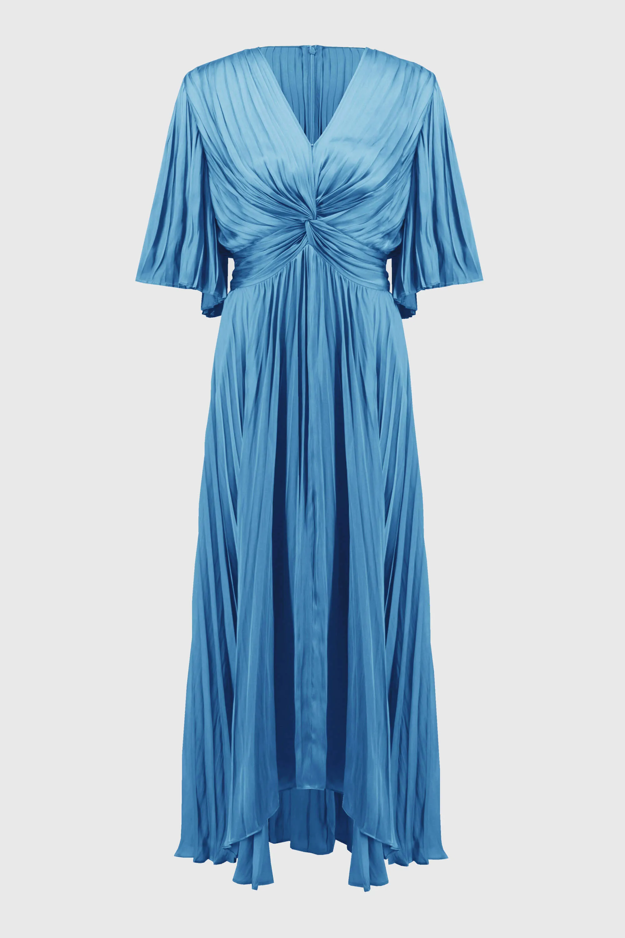 Hero Pleated Satin Midi Dress - Coastal Blue  251903