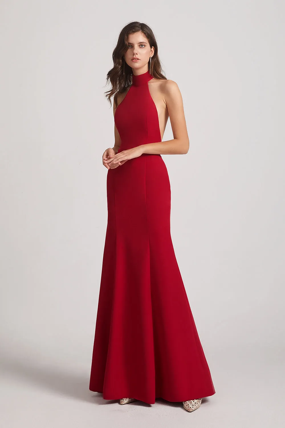 High Neck Halter Backless Trumpet Gown (AF0030)