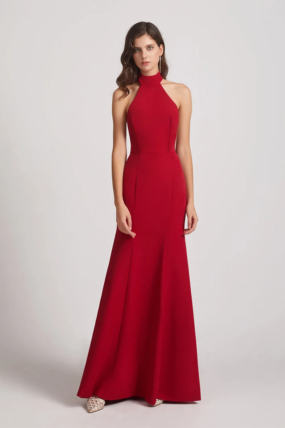 High Neck Halter Backless Trumpet Gown (AF0030)