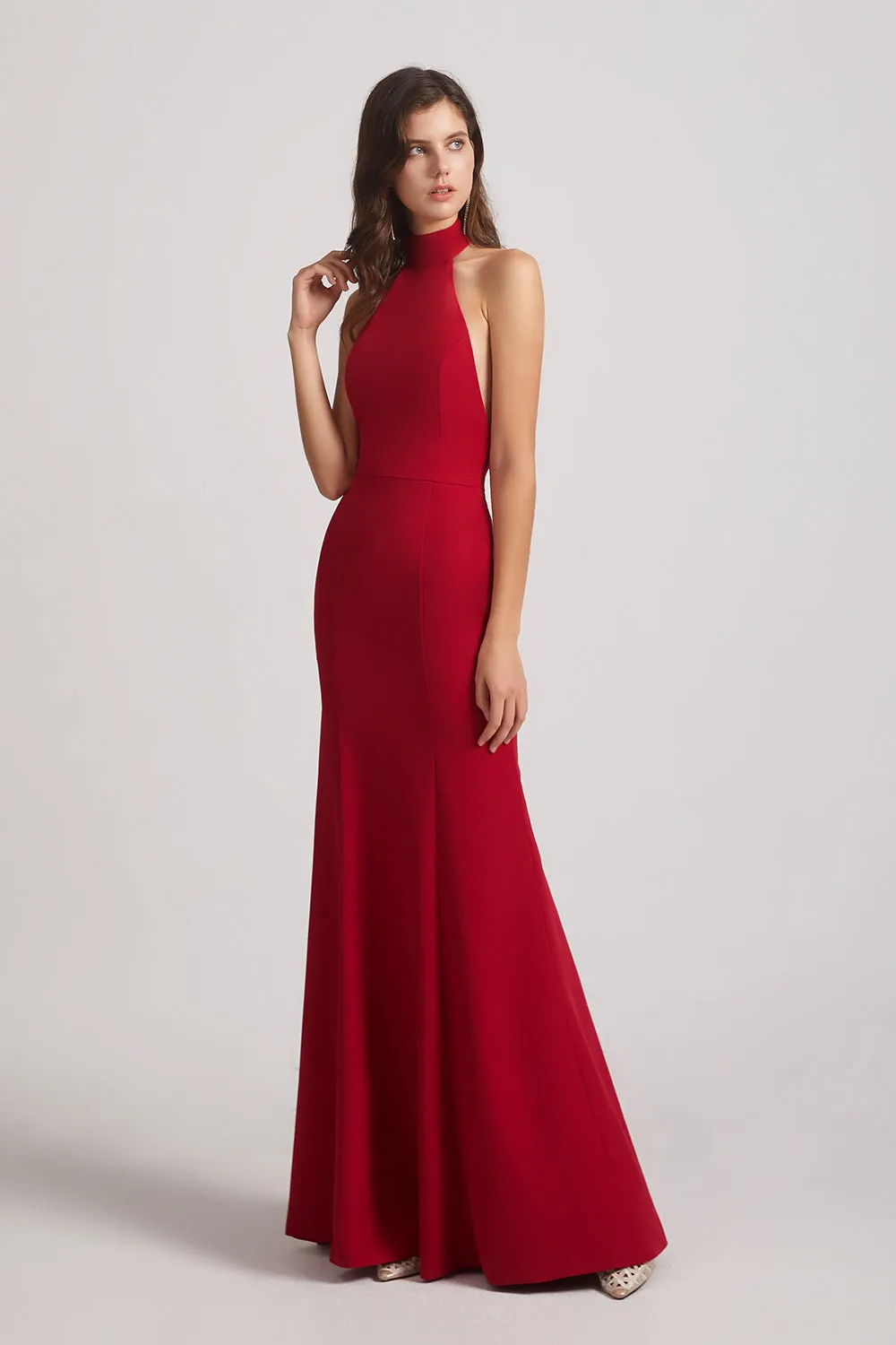 High Neck Halter Backless Trumpet Gown (AF0030)