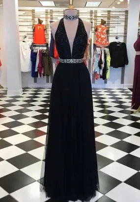 High Neck Long Prom Dress with Beading, Popular Evening Dress ,Fashion Winter Formal Dress,BP114