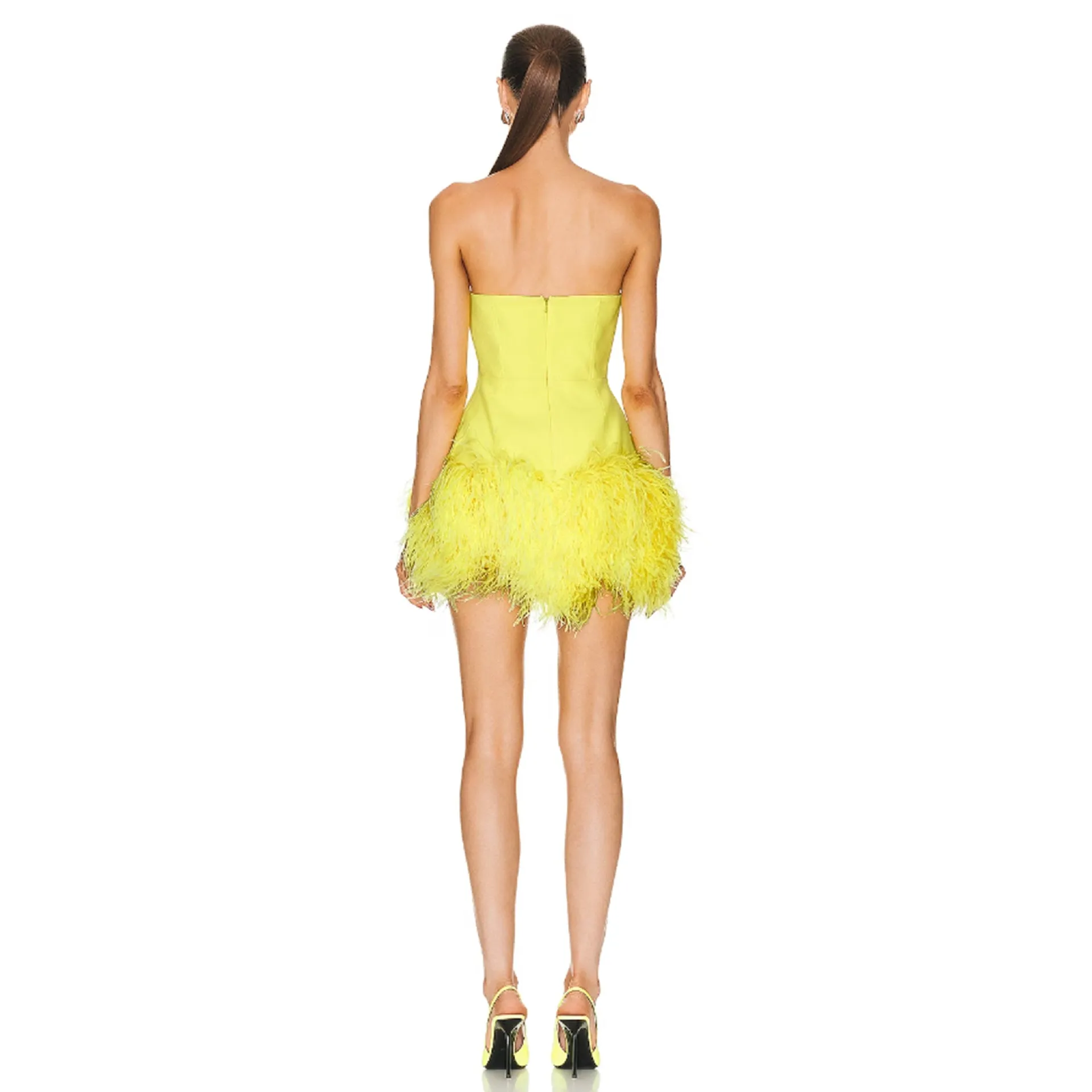 JADA Strapless Feathers Mini Bandage Dress