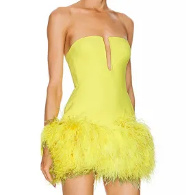 JADA Strapless Feathers Mini Bandage Dress