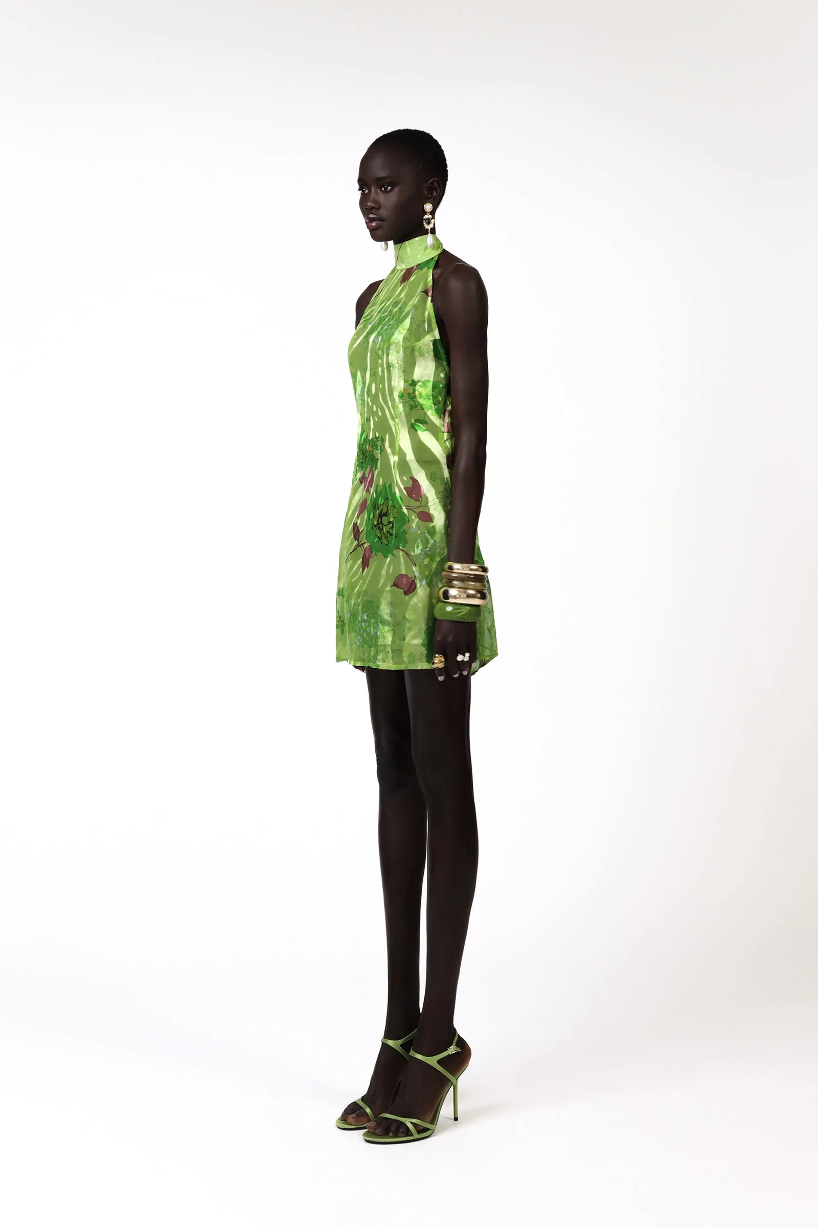 Kush Silk Mini Dress - Lime