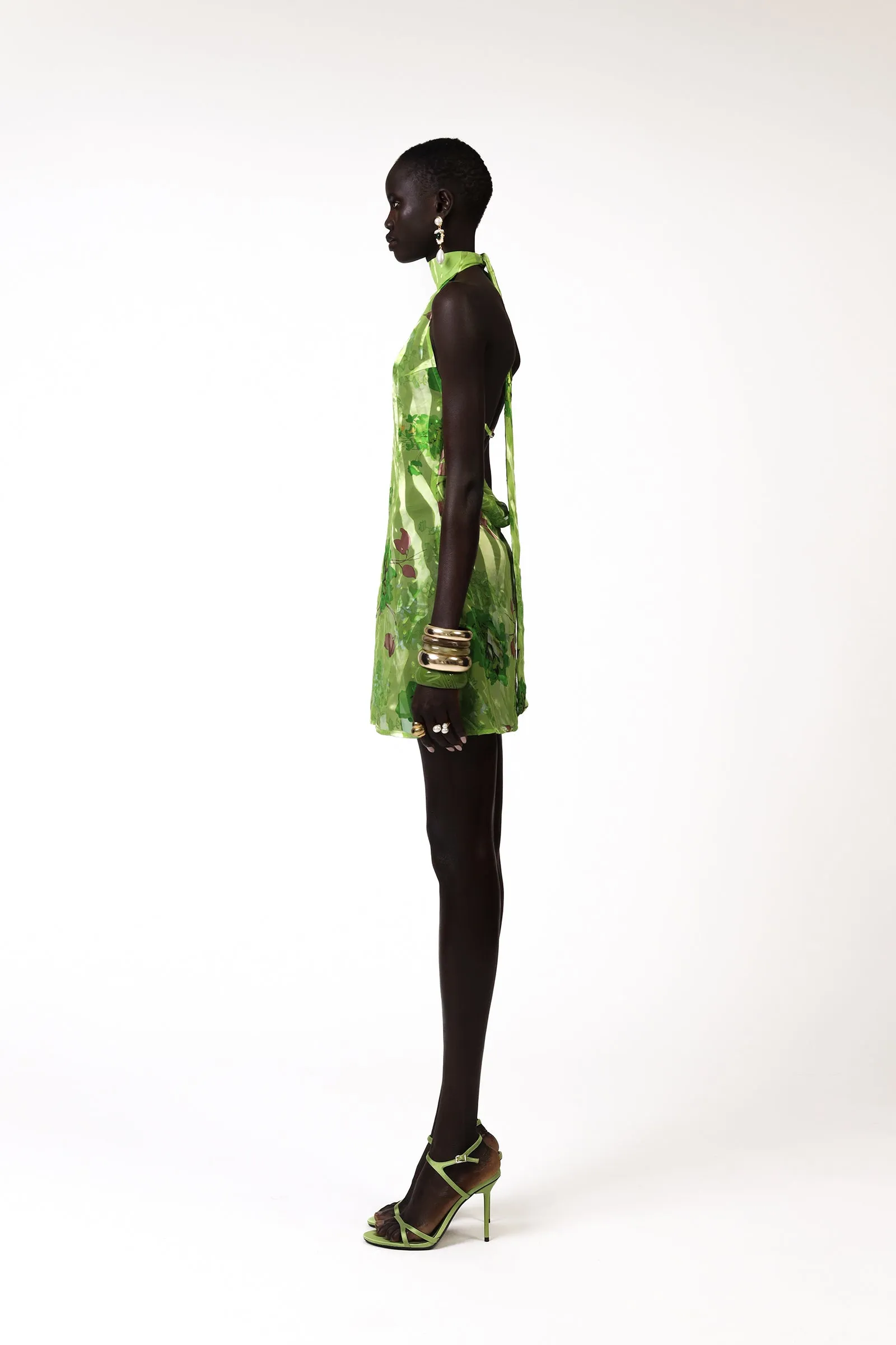 Kush Silk Mini Dress - Lime