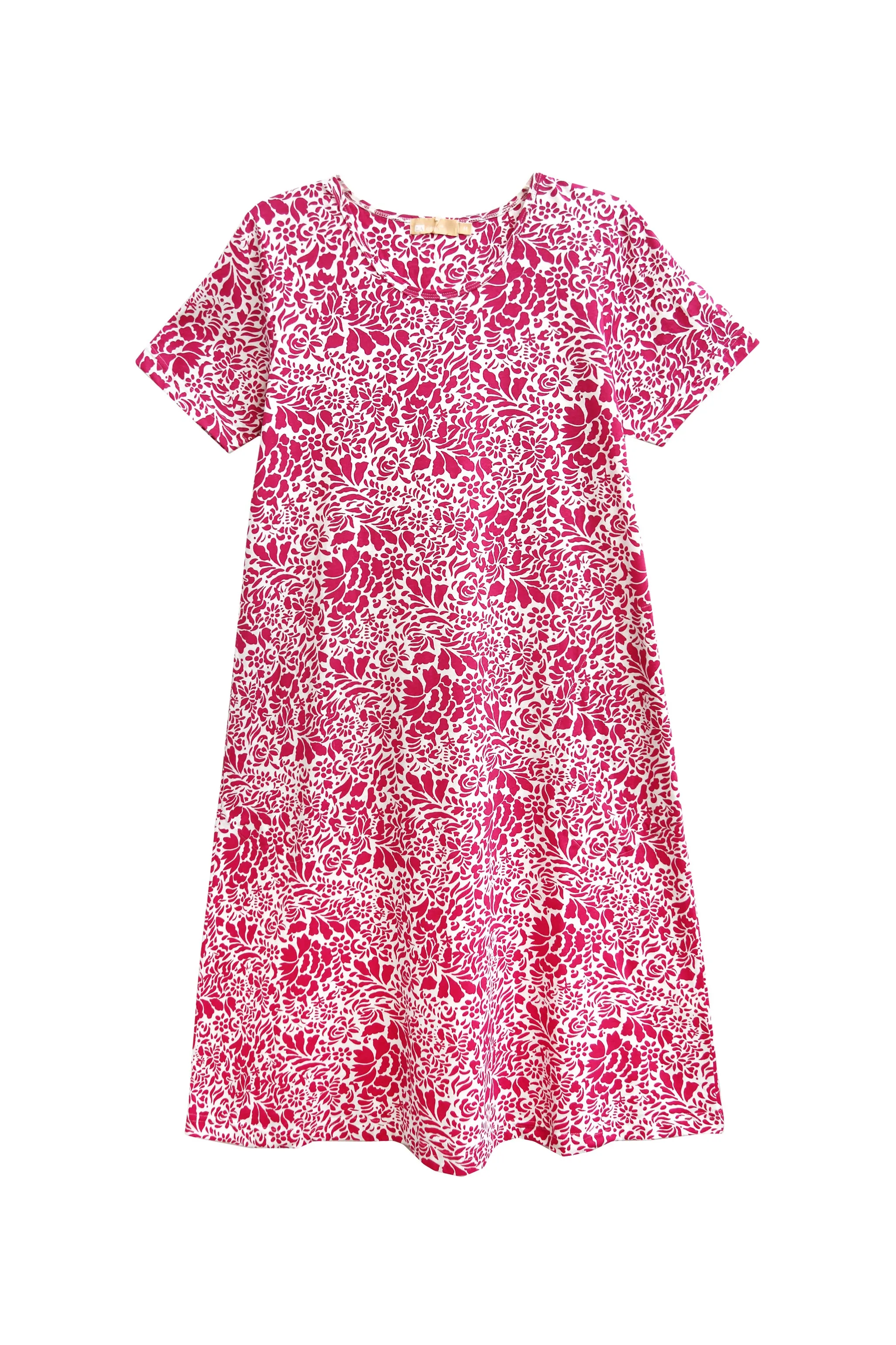 La Cera Cotton Jersey Knit Floral A-Line Dress