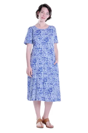 La Cera Cotton Jersey Knit Floral A-Line Dress