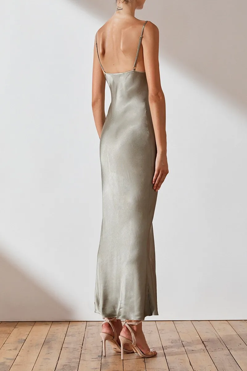 LA LUNE BIAS SLIP DRESS - SAGE