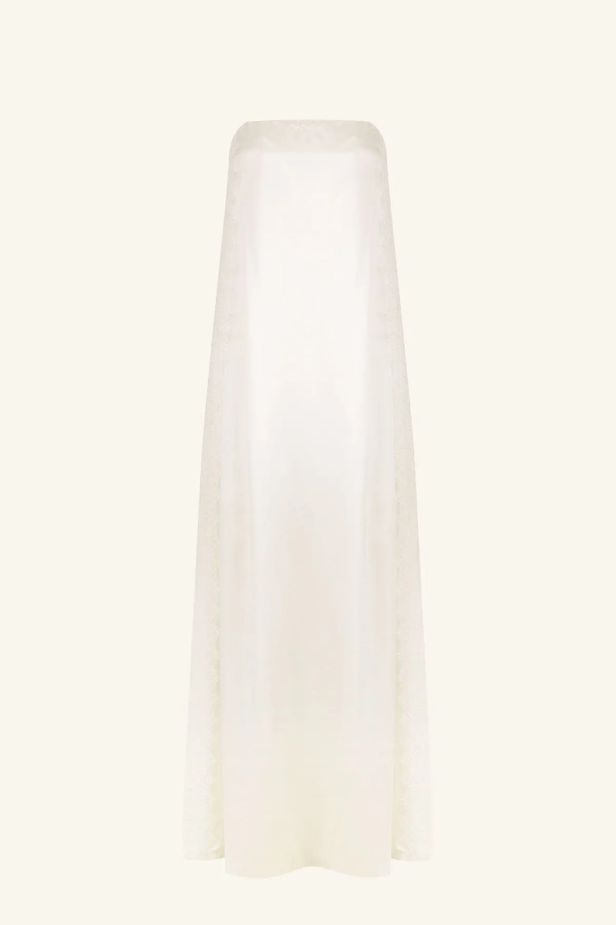 LA LUNE CUMULUS SILK STRAPLESS LACE COLUMN MAXI DRESS - IVORY