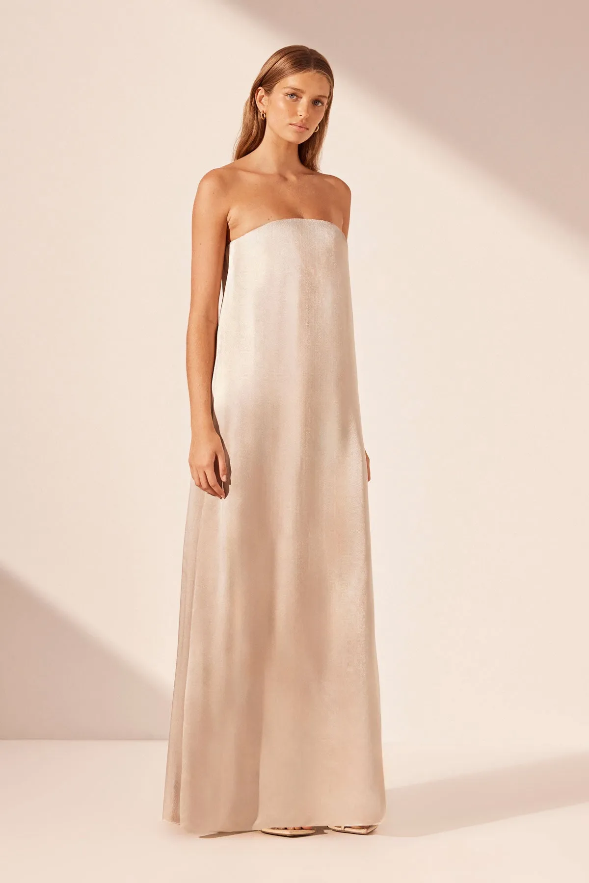 LA LUNE STRAPLESS COLUMN MAXI DRESS - GOLD