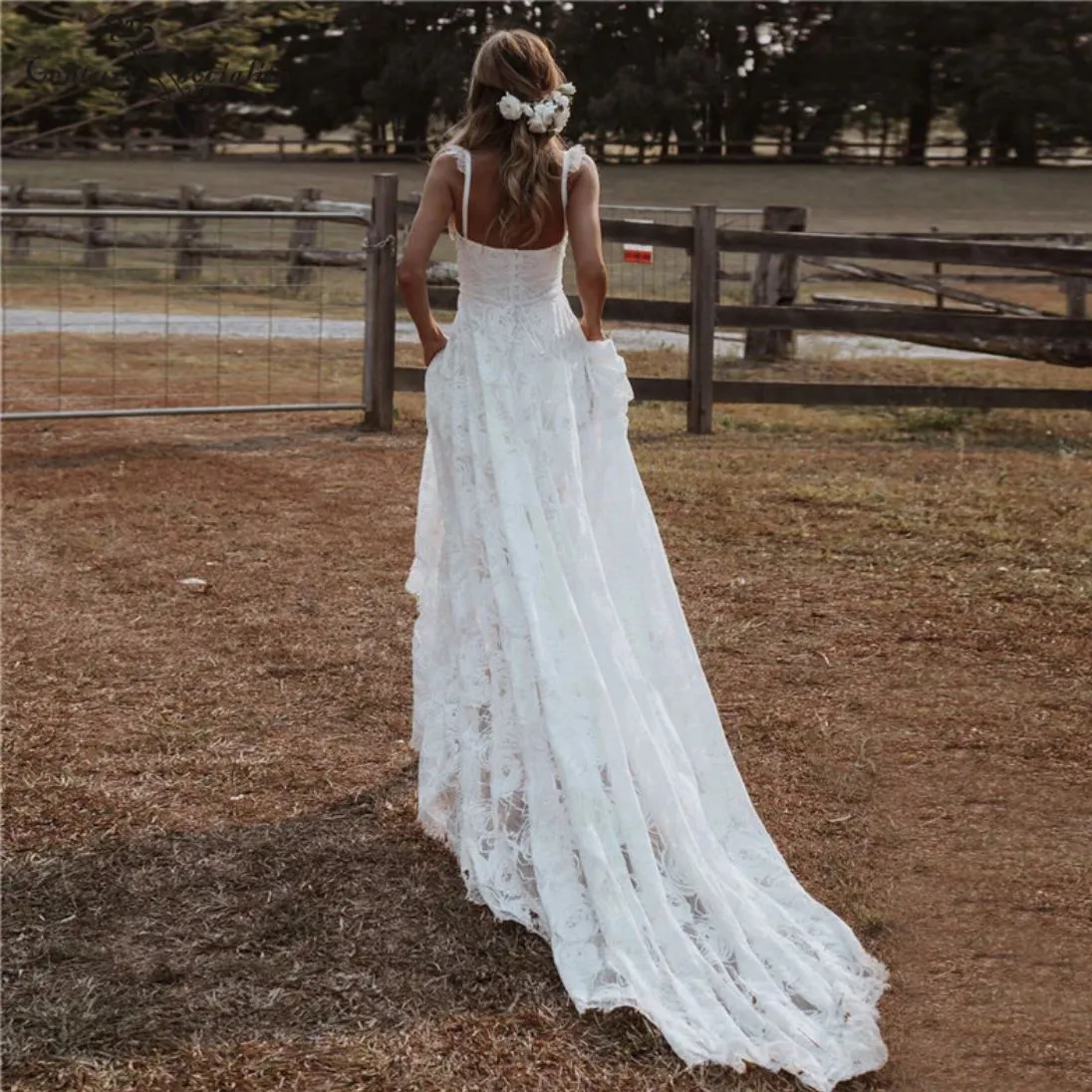 Lace Bohemian Bridal Gown