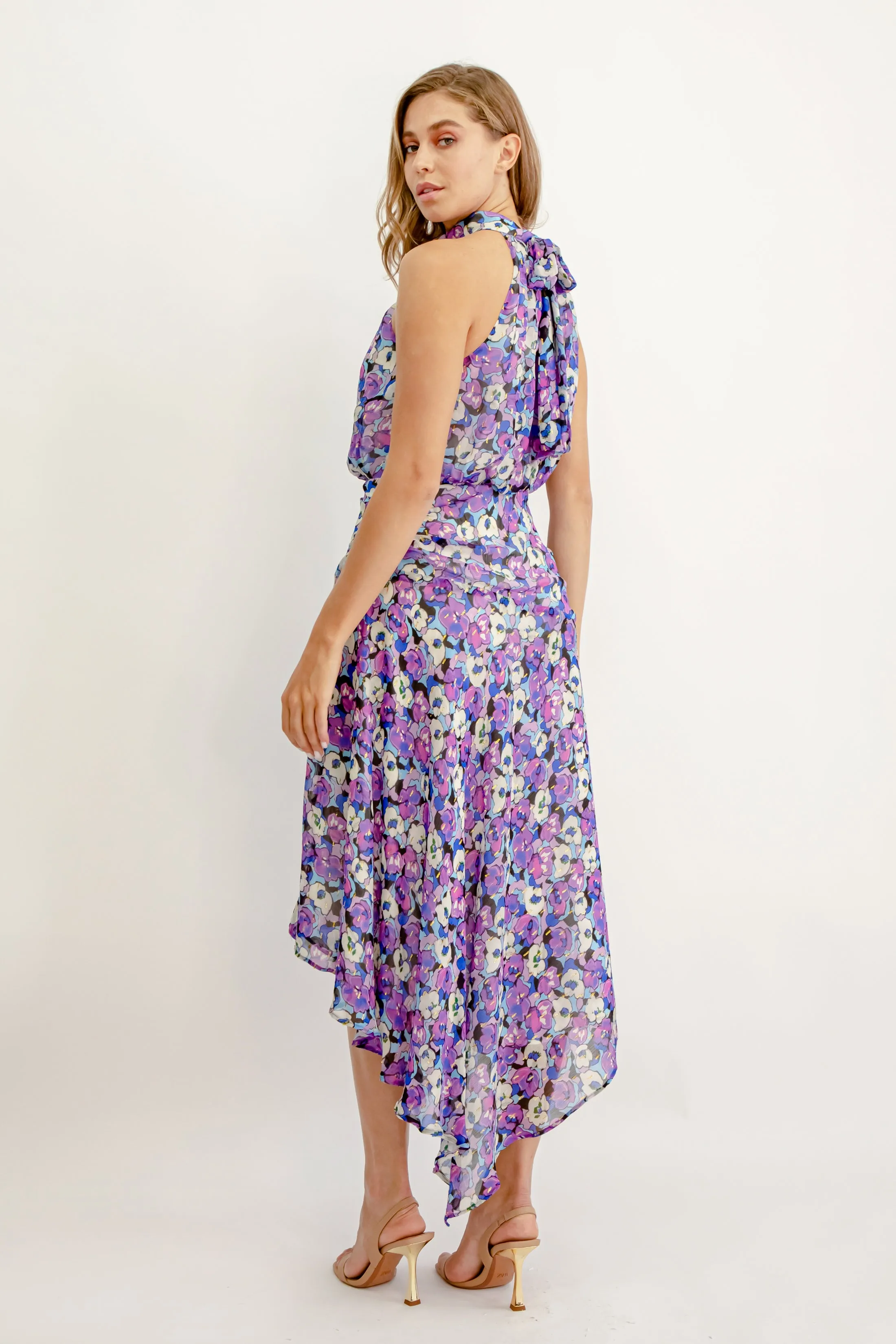 Lavender Brown Delaney Dress in Purple Multi