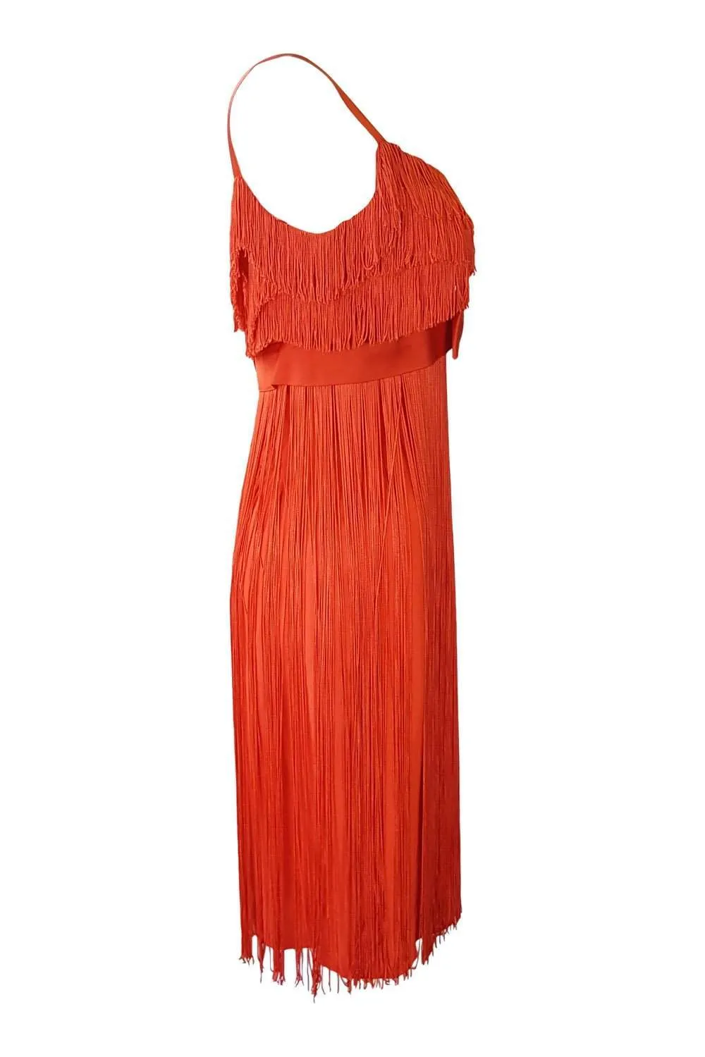 LILI DIAMOND California Vintage Red Tassel Shift Dress (S)