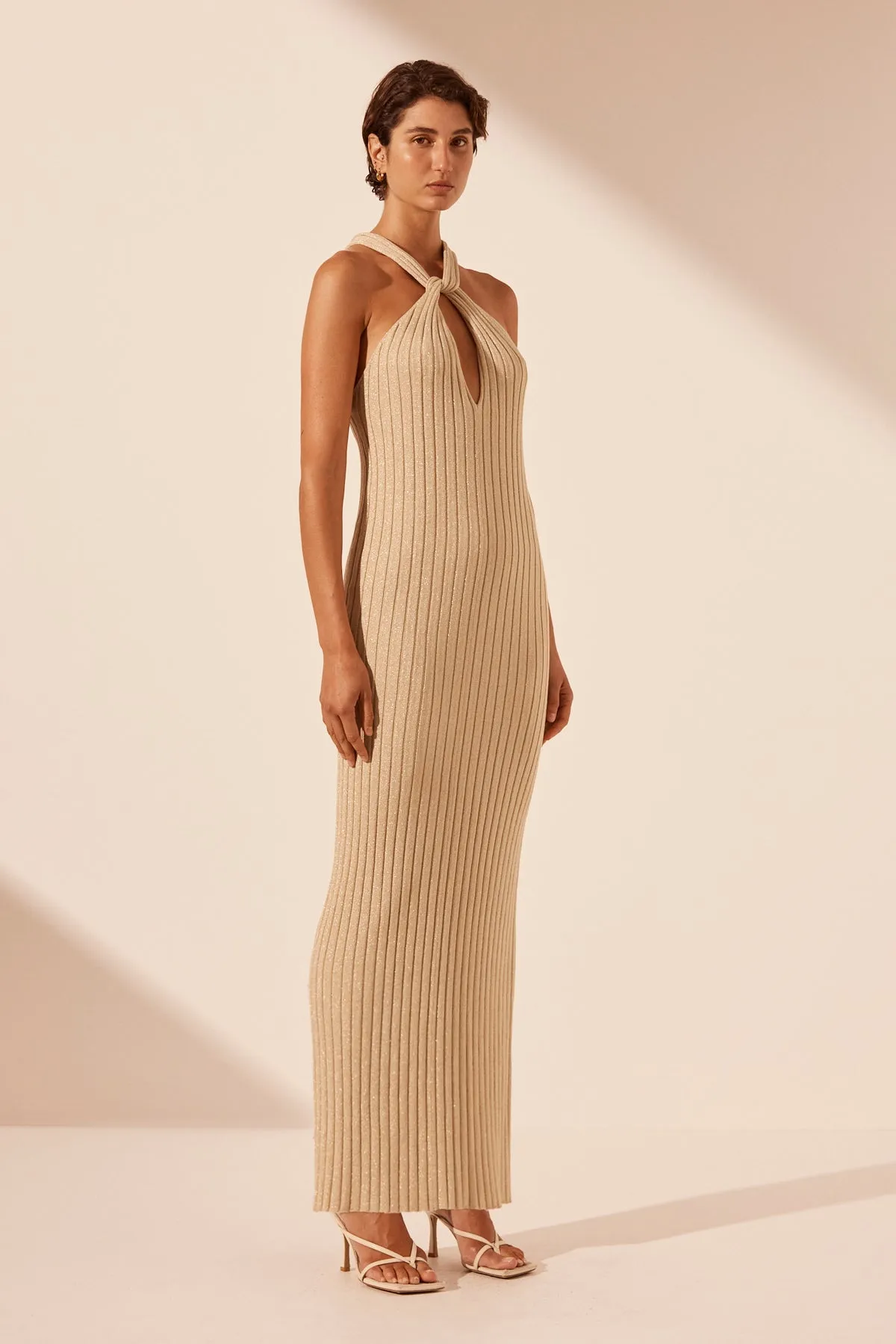 LIVIA HALTER MAXI DRESS - CHAMPAGNE