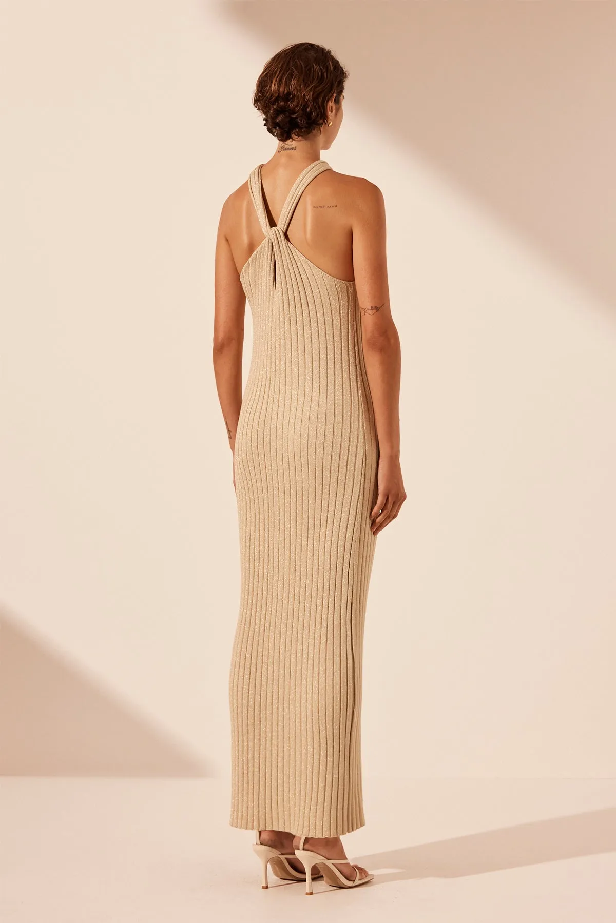 LIVIA HALTER MAXI DRESS - CHAMPAGNE