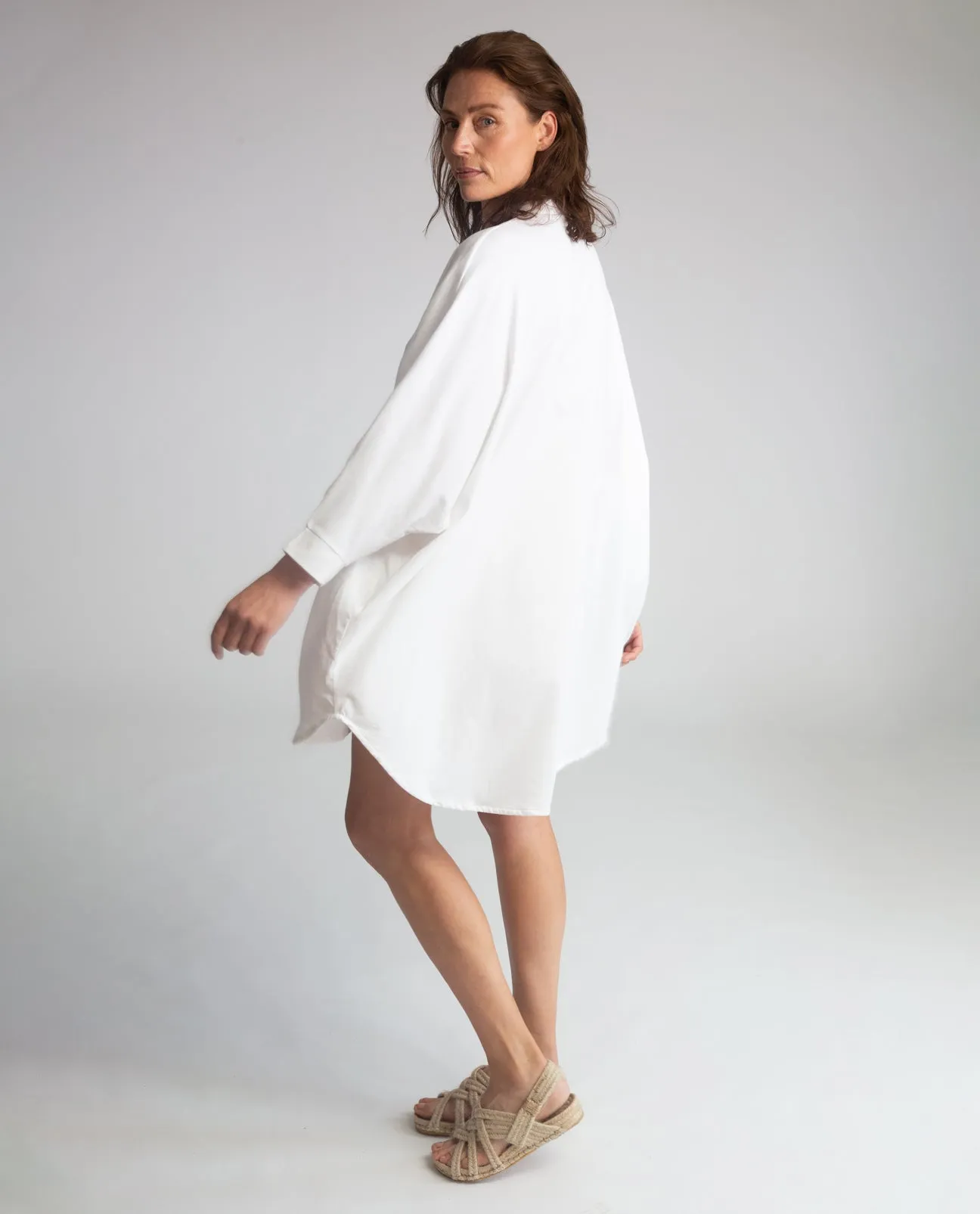 Navaeh-May Organic Cotton & Linen Dress In White