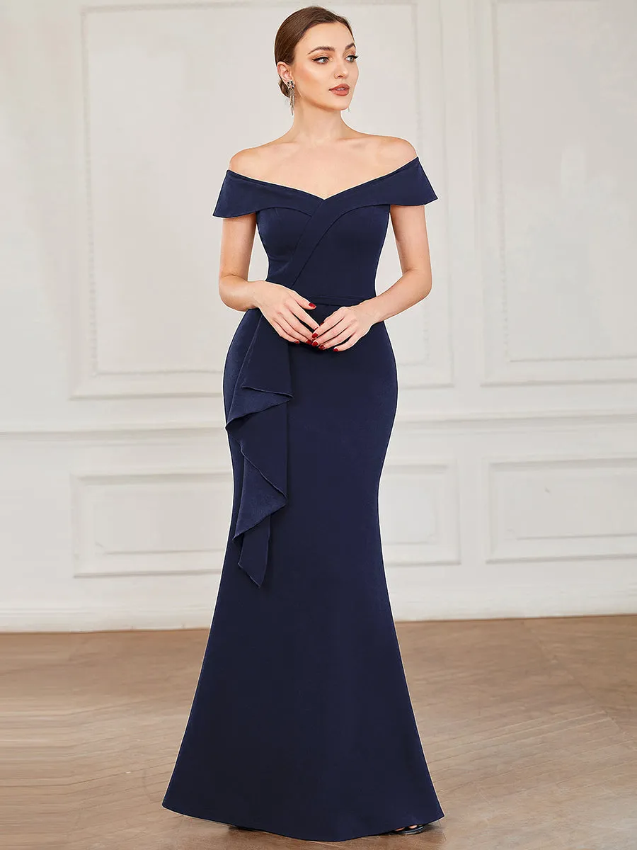 Off Shoulders A Line Floor Length Strapless Wholesale Evening Dresses