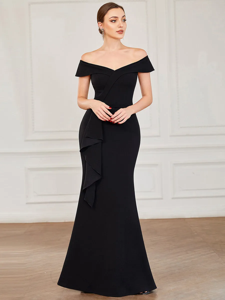 Off Shoulders A Line Floor Length Strapless Wholesale Evening Dresses