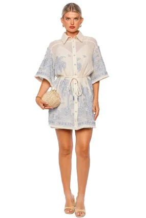 Ottie Palm Belted Shirt Dress