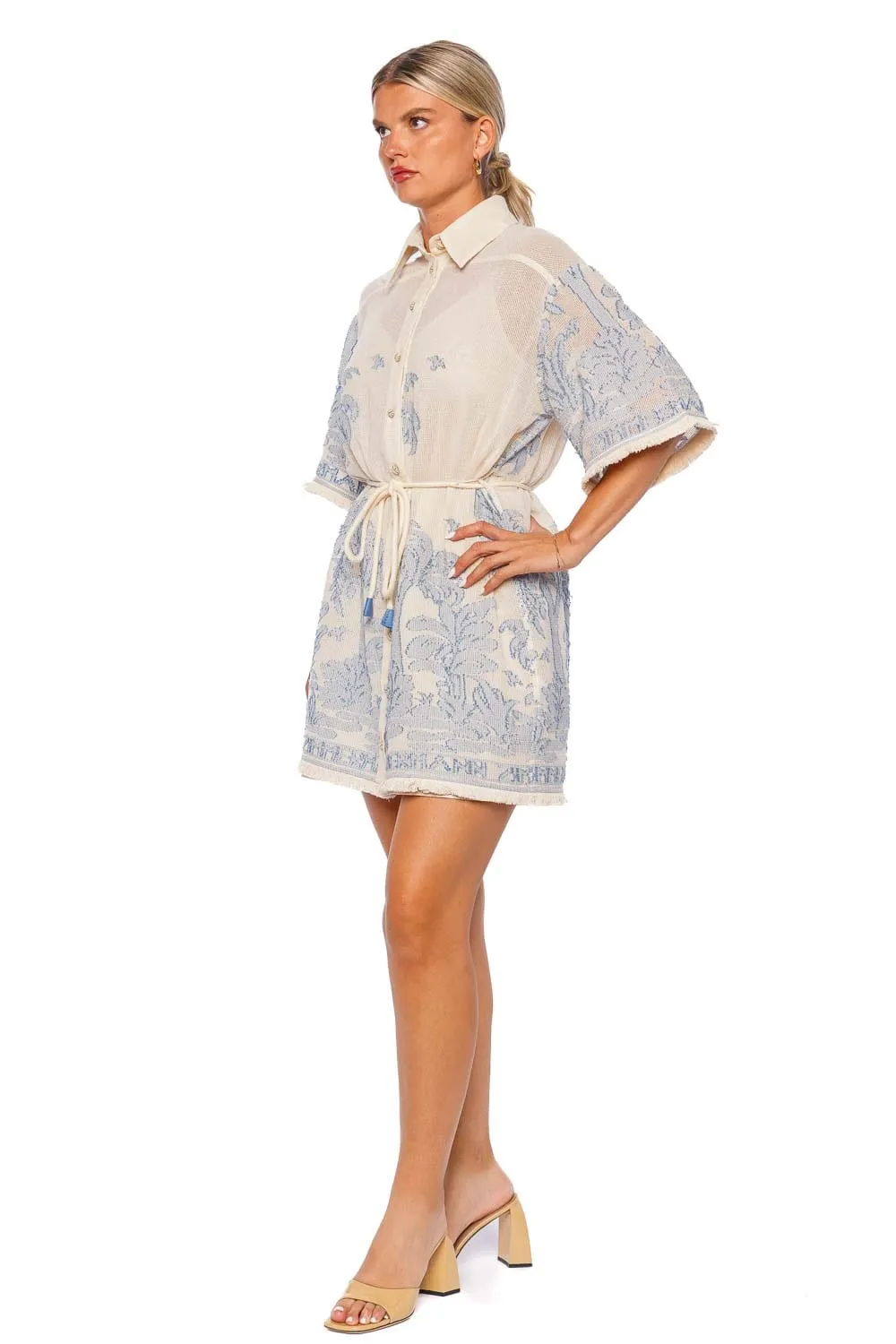 Ottie Palm Belted Shirt Dress