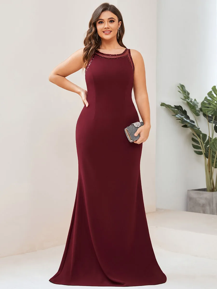 Plus Round Neck Backless Sleeveless A Line Wholesale Evening Dresses