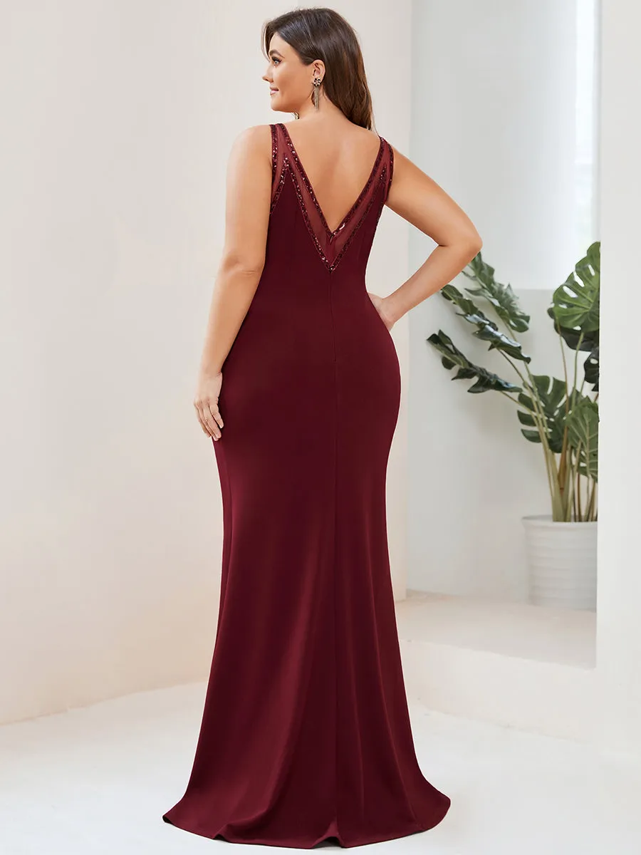 Plus Round Neck Backless Sleeveless A Line Wholesale Evening Dresses