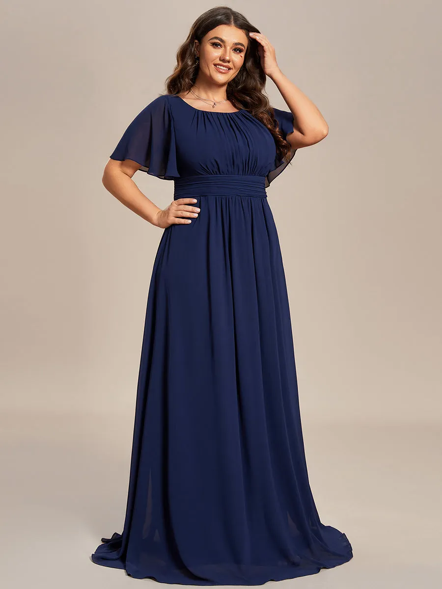 Plus Round Neck Pleated Wholesale Bridesmaid Dresses