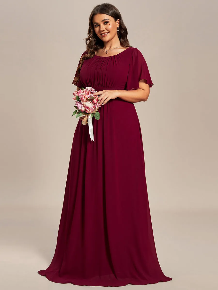 Plus Round Neck Pleated Wholesale Bridesmaid Dresses