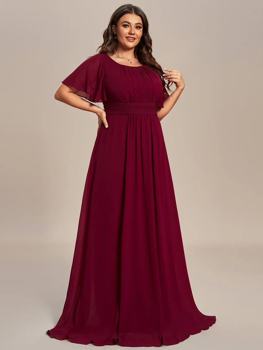 Plus Round Neck Pleated Wholesale Bridesmaid Dresses