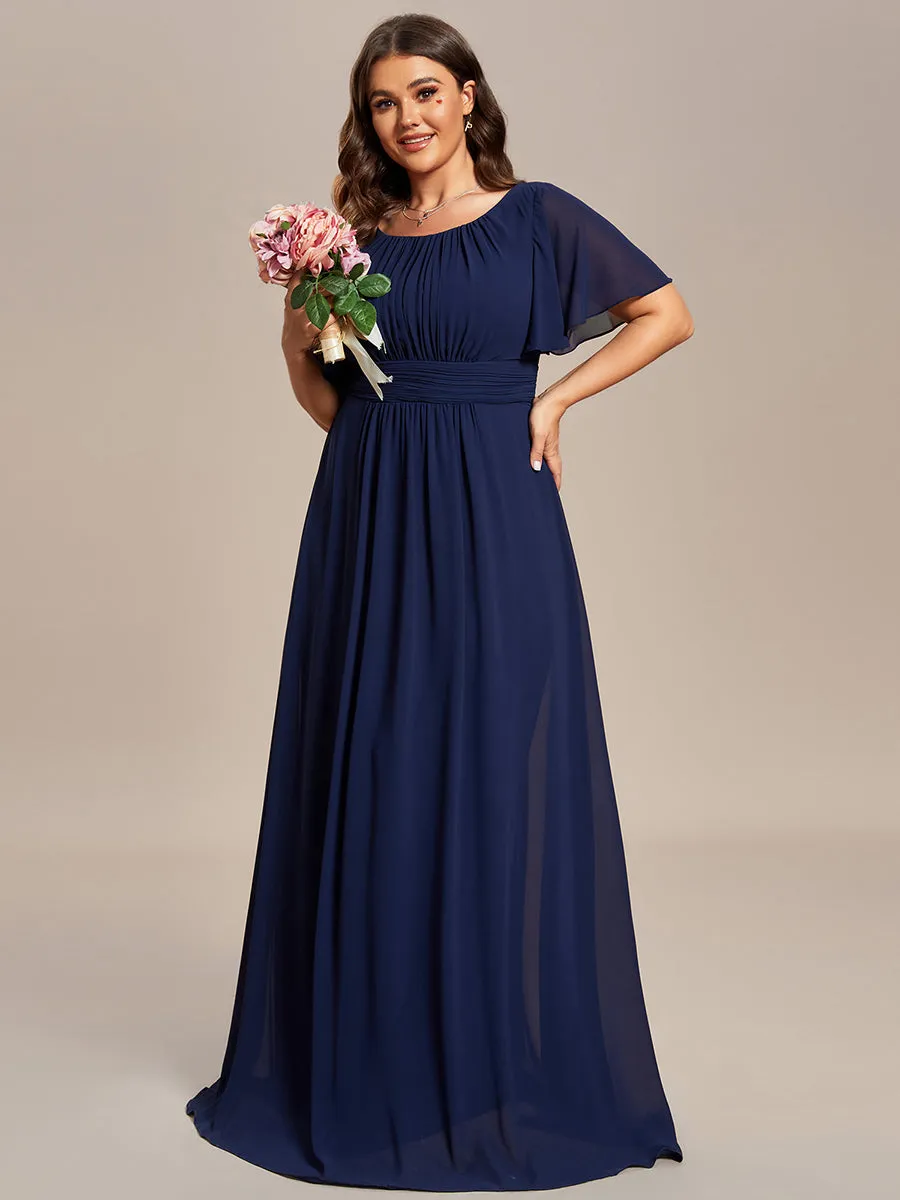 Plus Round Neck Pleated Wholesale Bridesmaid Dresses