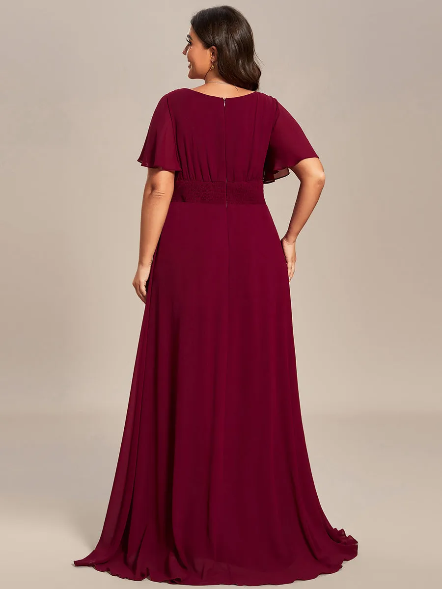 Plus Round Neck Pleated Wholesale Bridesmaid Dresses