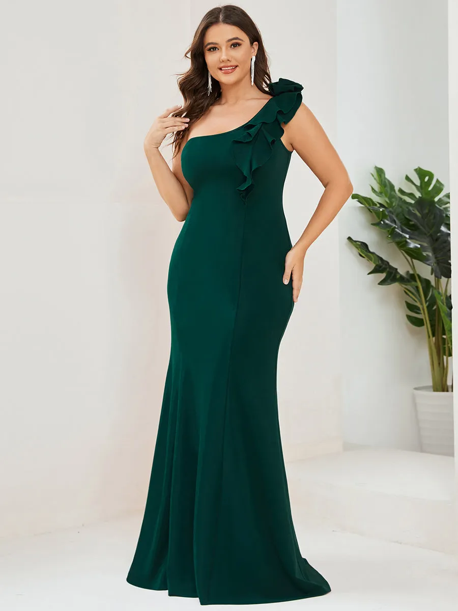 Plus Sexy One Shoulder A Line Floor Length Wholesale Evening Dresses