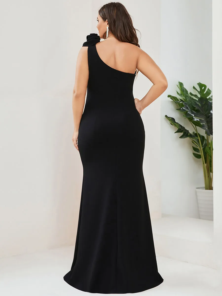 Plus Sexy One Shoulder A Line Floor Length Wholesale Evening Dresses