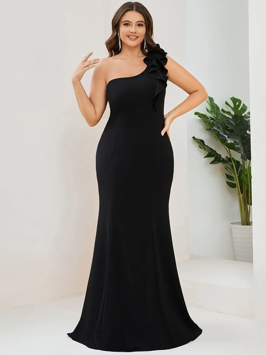 Plus Sexy One Shoulder A Line Floor Length Wholesale Evening Dresses