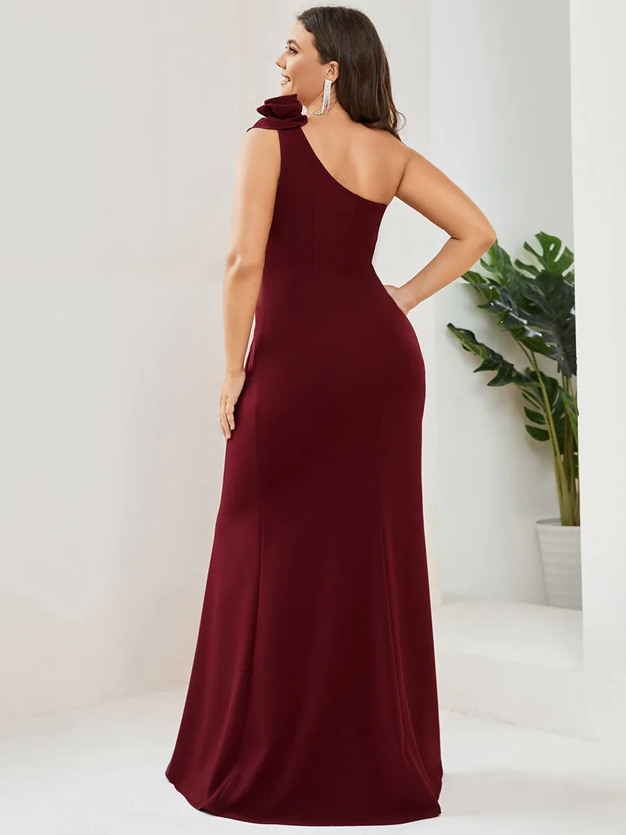 Plus Sexy One Shoulder A Line Floor Length Wholesale Evening Dresses