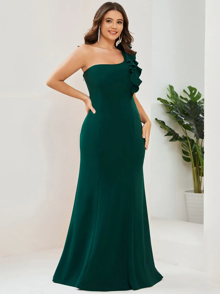 Plus Sexy One Shoulder A Line Floor Length Wholesale Evening Dresses