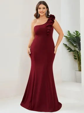 Plus Sexy One Shoulder A Line Floor Length Wholesale Evening Dresses