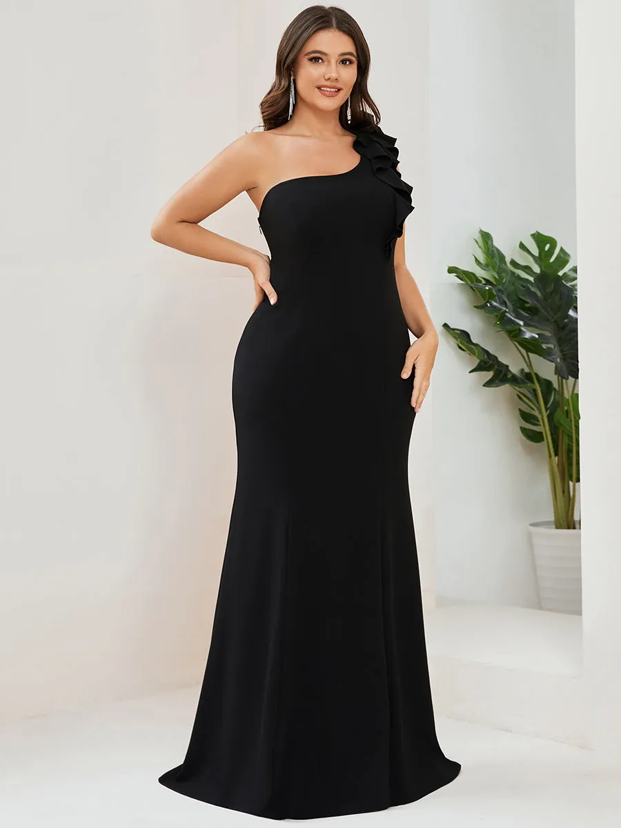 Plus Sexy One Shoulder A Line Floor Length Wholesale Evening Dresses