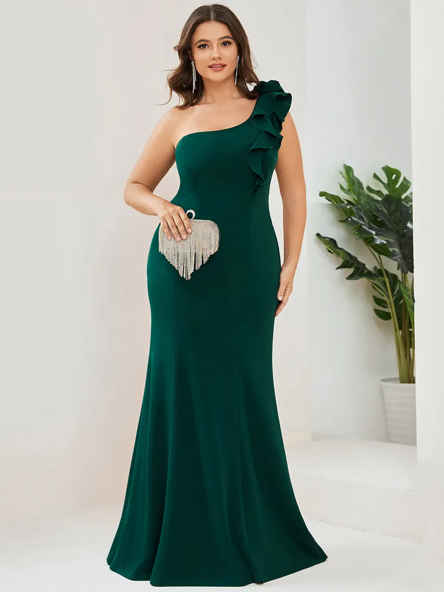 Plus Sexy One Shoulder A Line Floor Length Wholesale Evening Dresses