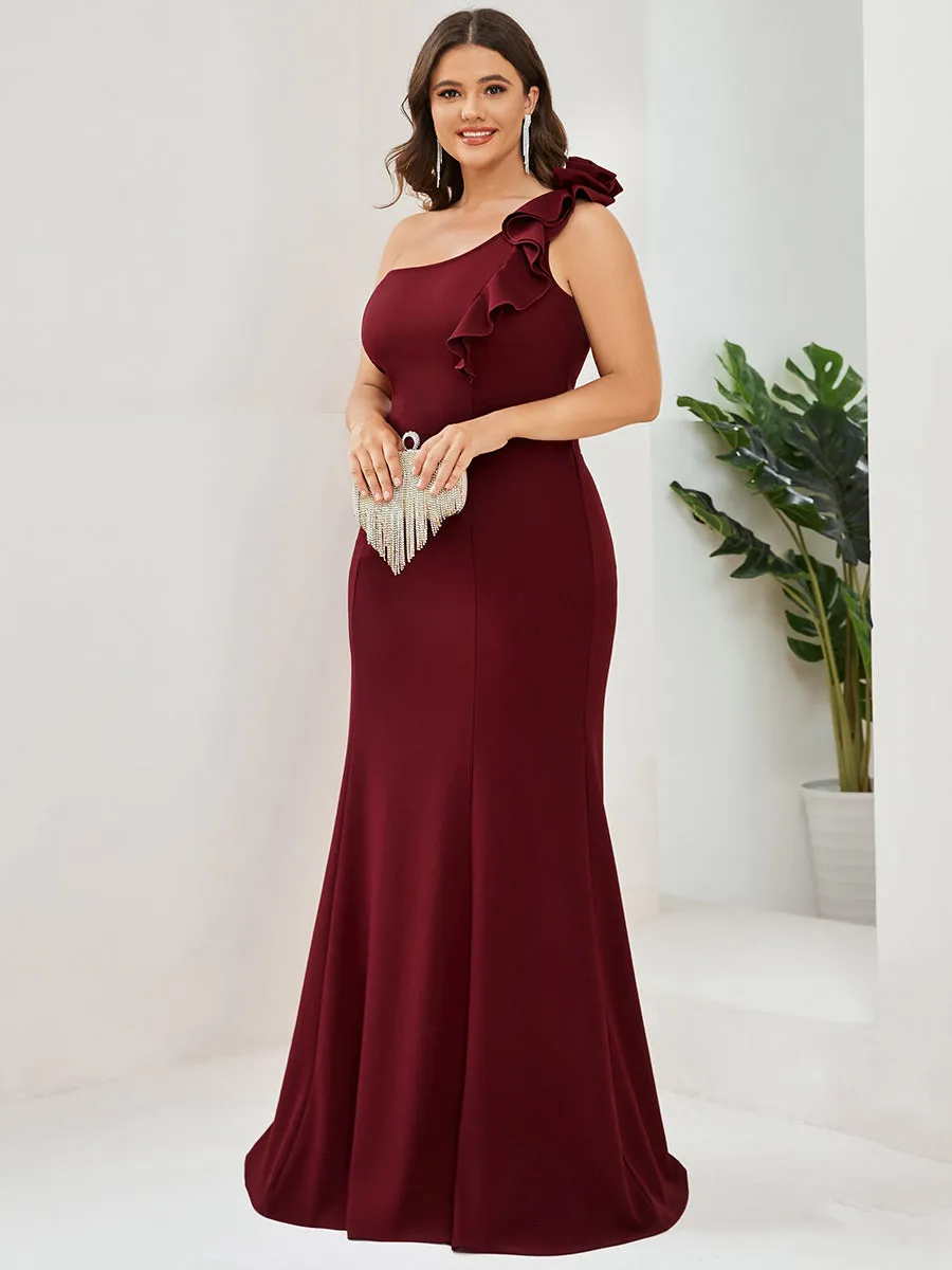 Plus Sexy One Shoulder A Line Floor Length Wholesale Evening Dresses