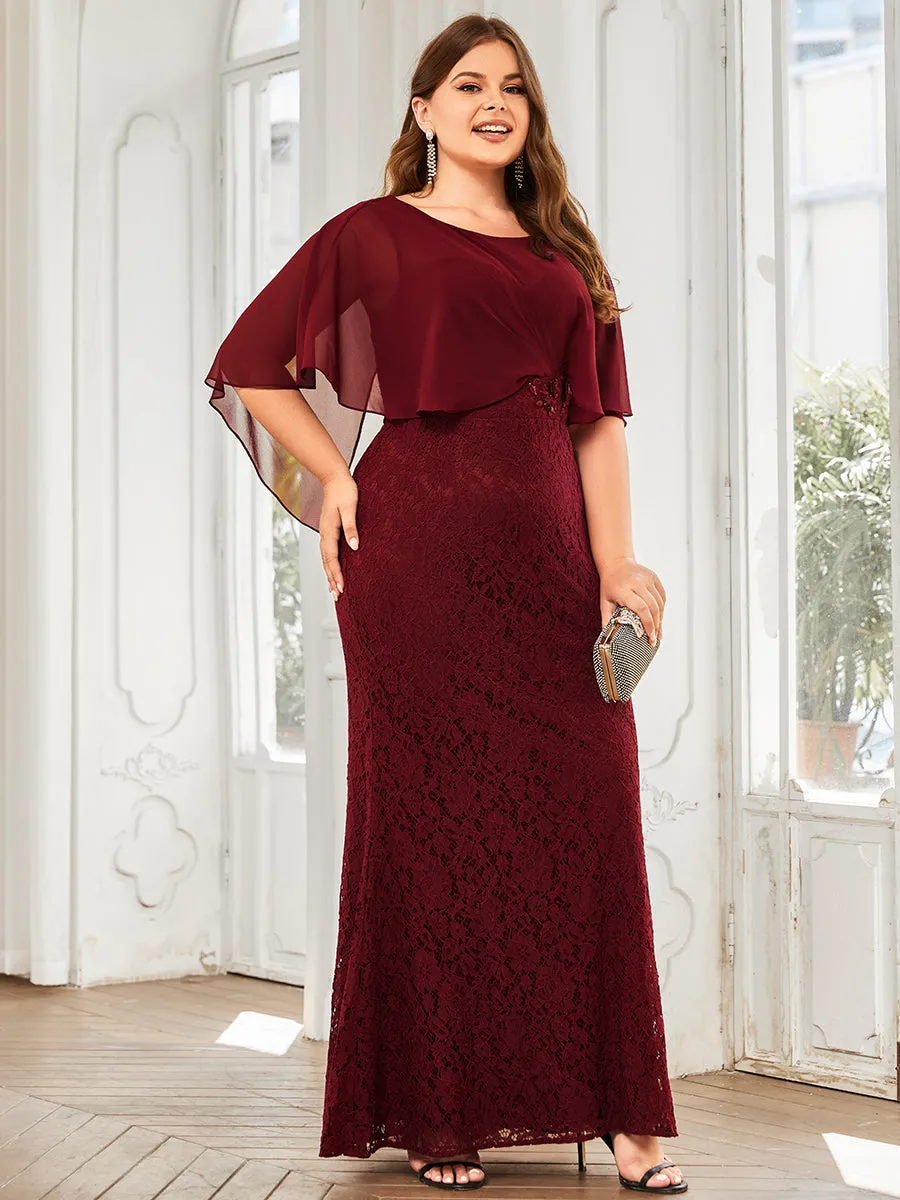 Plus Size Fishtail Ruffles Sleeves Wholesale Mother of Bridesmaid Dresses