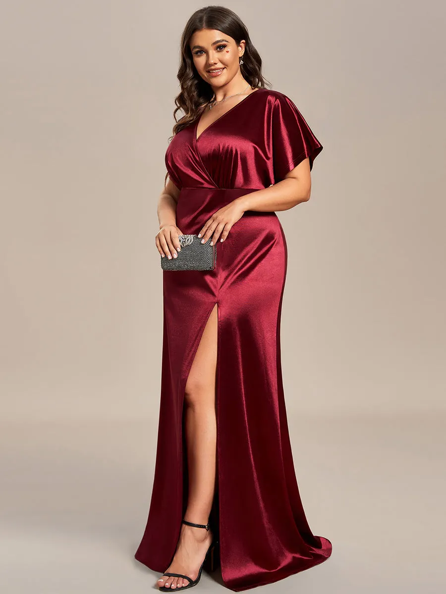 Plus Split Bat-Wing Sleeve Wholesale Stain Evening Dresses