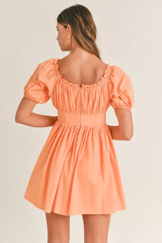 Poplin Mini Dress w/ Corset Detail