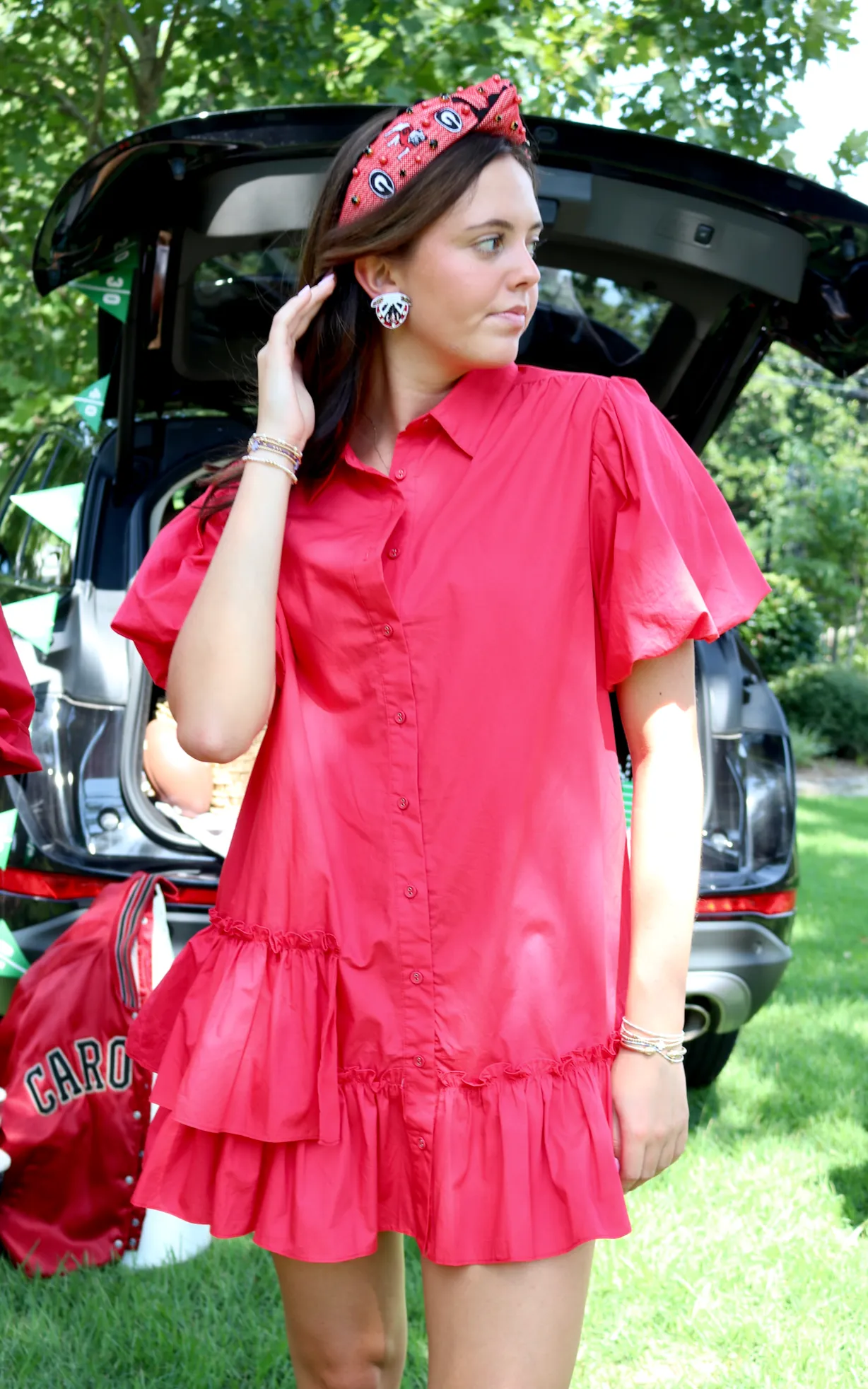 Red Gameday Ruffle Bottom Dress