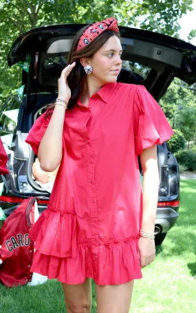 Red Gameday Ruffle Bottom Dress