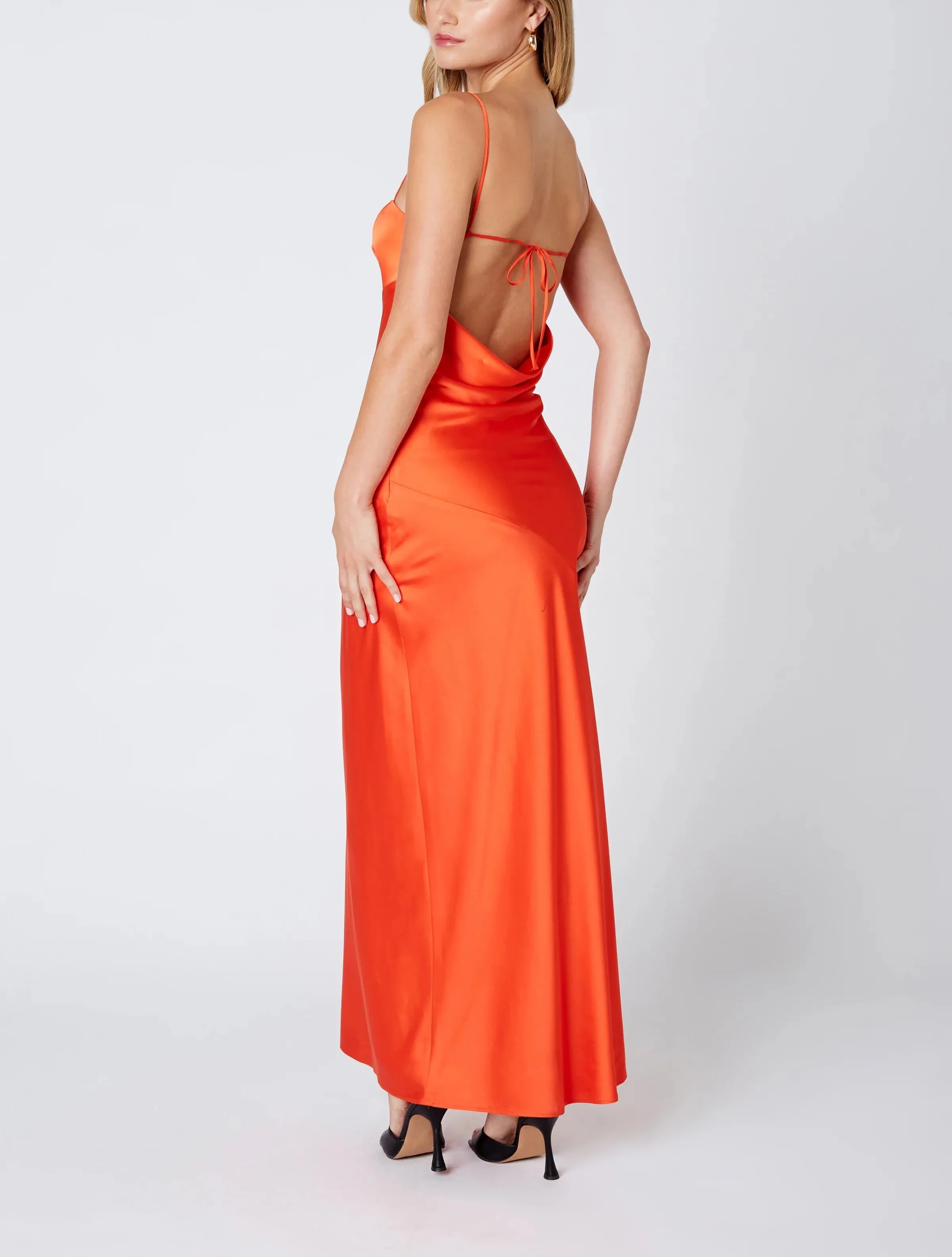 Scarlett Satin Tie Back Maxi Dress