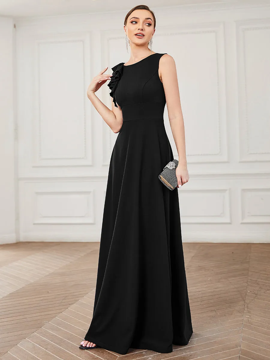 Sleeveless Round Neck A Line Floor Length Wholesale Evening Dresses